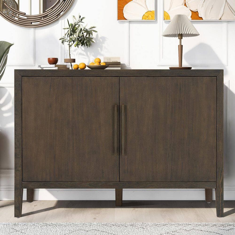 COWLOWN 47.25 in. W 17.5 in. D 33.6 in. H Sideboard Wood Linen Cabinet with 2-Doors and Adjustable Feet (2)
