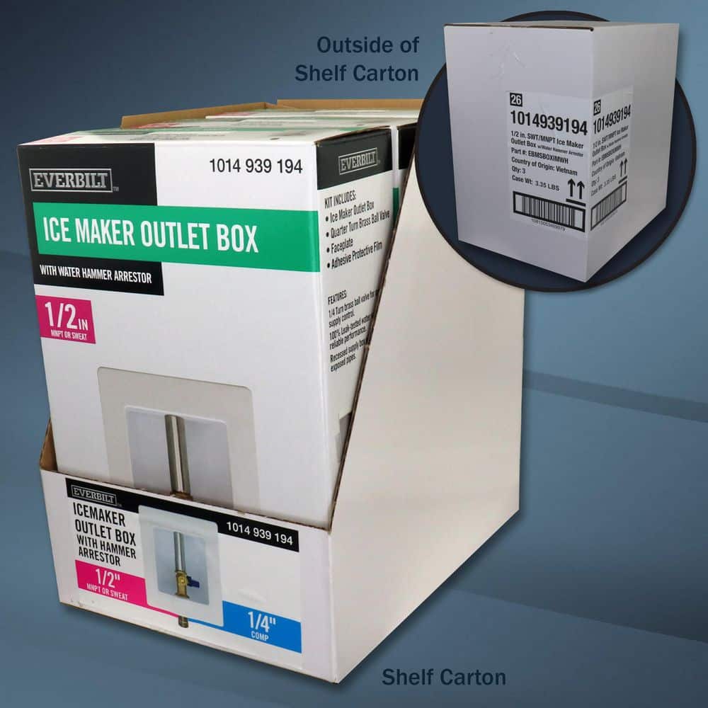 Everbilt 1/2 in. Brass SWT/MNPT Ice Maker Outlet Box with Water Hammer Arrestors (3)