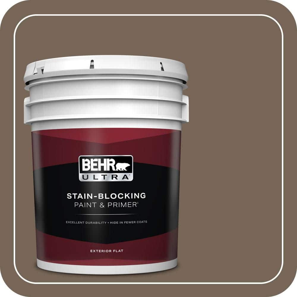 BEHR ULTRA 5 gal. #N220-6 Landmark Brown Flat Exterior Paint & Primer