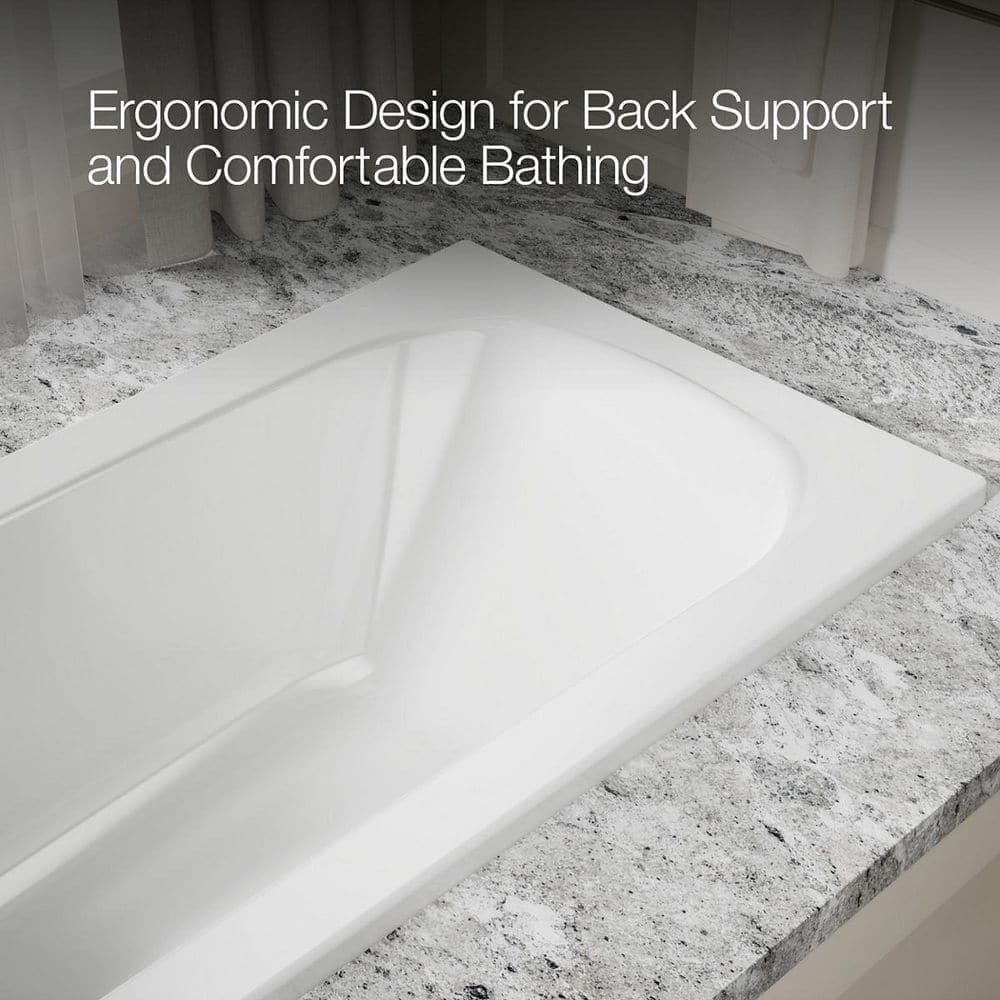 KOHLER Avec 60 in. x 30 in. Rectangular Soaking Bathtub with Reversible Drain in White (3)