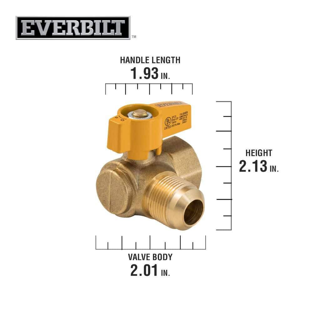 Everbilt 5/8 in. OD Flare (15/16-16 Thread) x 3/4 in. FNPT Angle Brass Gas Ball Valve (3)