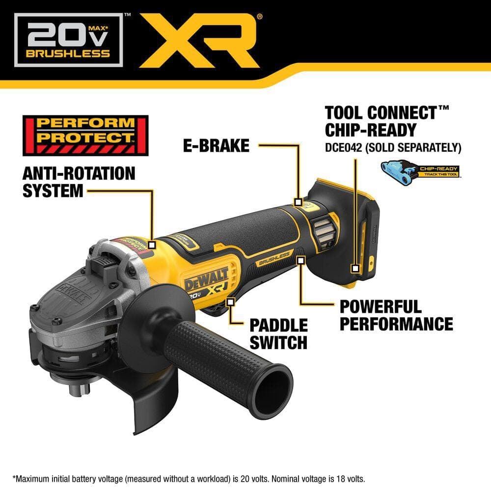 DEWALT 20-Volt MAX XR Lithium-Ion Brushless Cordless 4-1/2 in.-5 in. Grinder with 20-Volt MAX Premium 5. 0Ah Battery Pack (2)