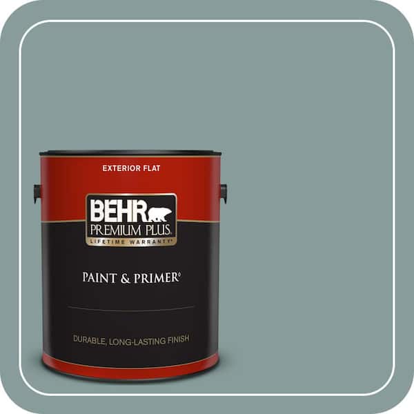 BEHR PREMIUM PLUS 1 gal. #PPU12-04 Agave Flat Exterior Paint & Primer (2)