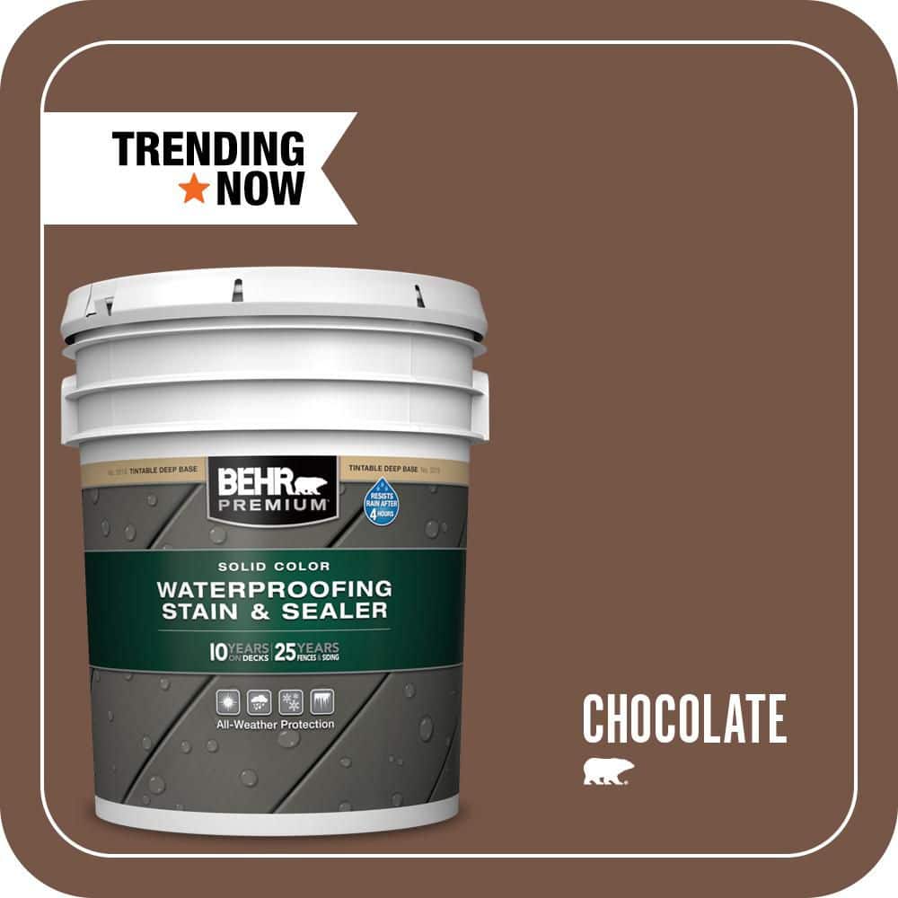 BEHR PREMIUM 5 gal. #SC-129 Chocolate Solid Color Waterproofing Exterior Wood Stain and Sealer