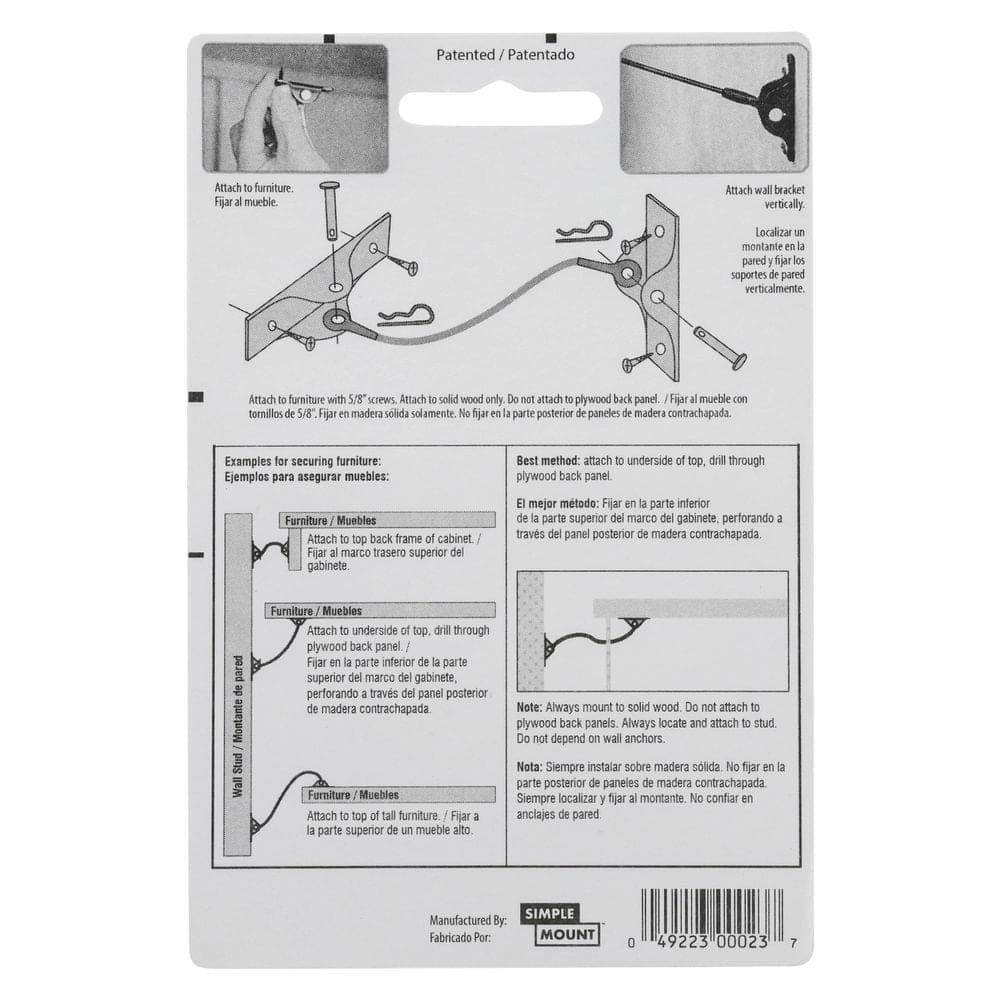 SIMPLE MOUNT (1-Pack) Furniture Anti-Tip Kit (3)