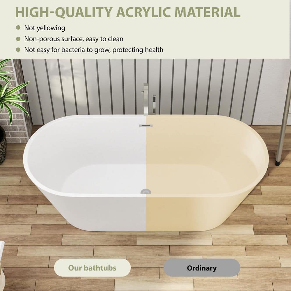 ANGELES HOME 31.5 in. Soaking Bathtub with Chrome Overflow and Pop-Up Drain, Gloss White (4)