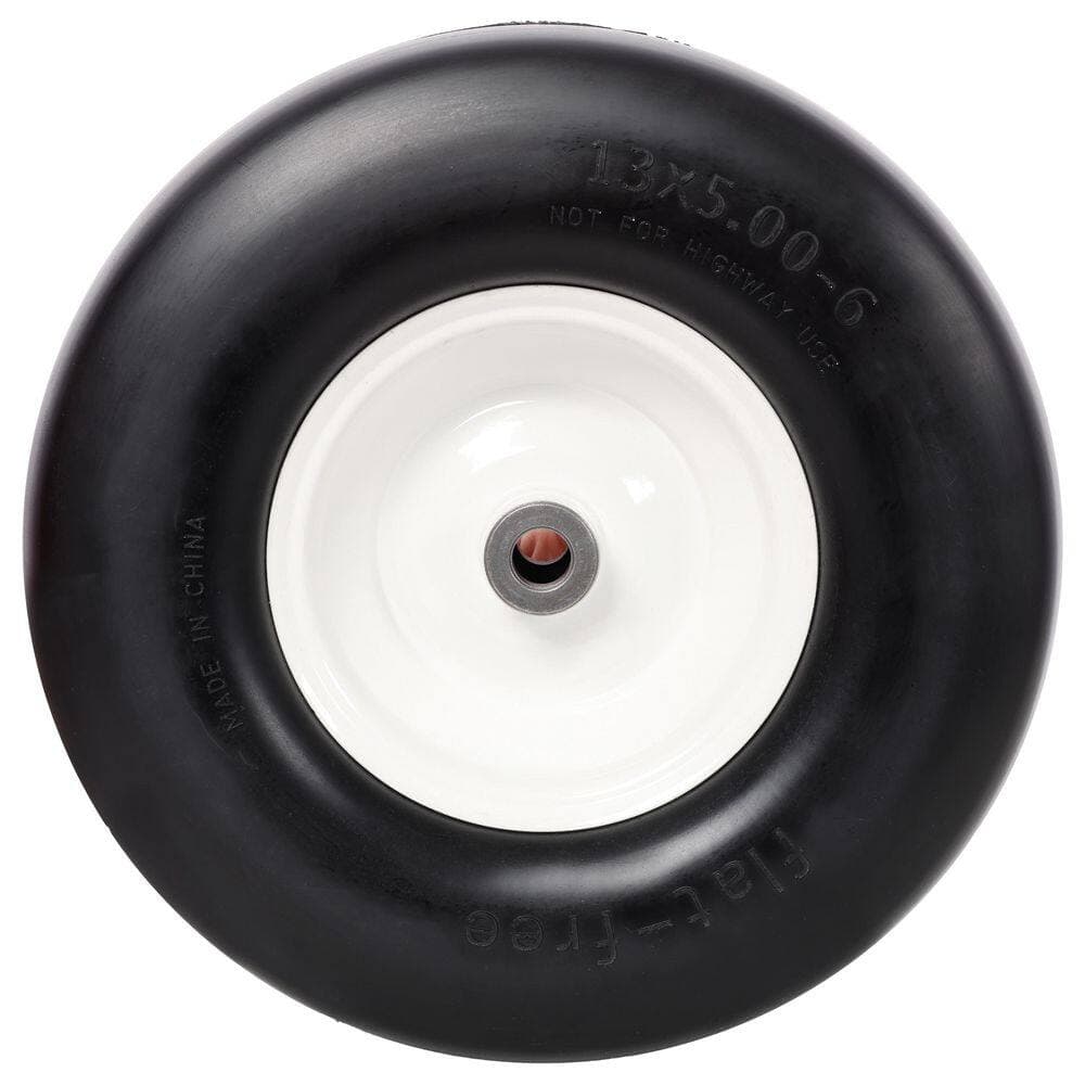 maocao hoom 2-Piece 13 x 5.00-6in. Flat Free Lawn Mower Tires Zero Turn Mower Replacement Solid Tire 3/4in. Bearing 3in. Central Hub (2)