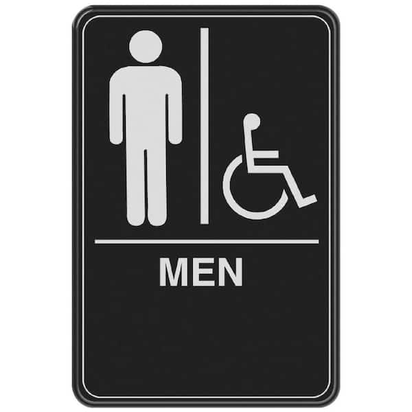 The Hillman Group 6 in. x 9 in. Men with Handicap Accessible Symbol Acrylic Restroom Sign with Braille (2)