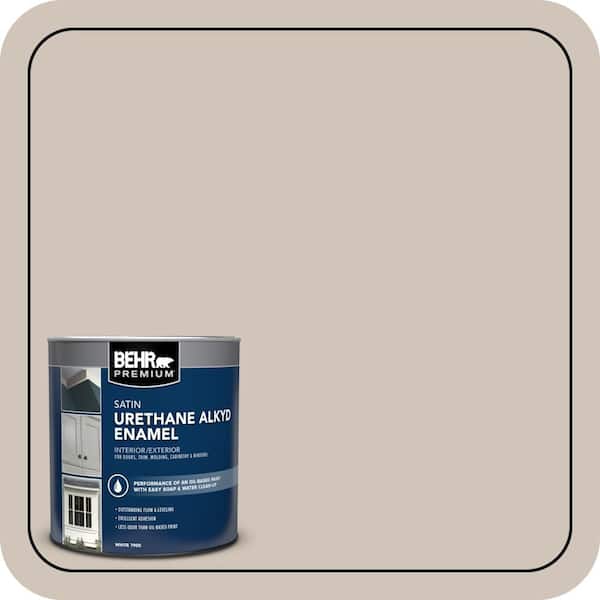 BEHR PREMIUM 1 qt. #ICC-89 Gallery Taupe Satin Enamel Urethane Alkyd Interior/Exterior Paint (2)