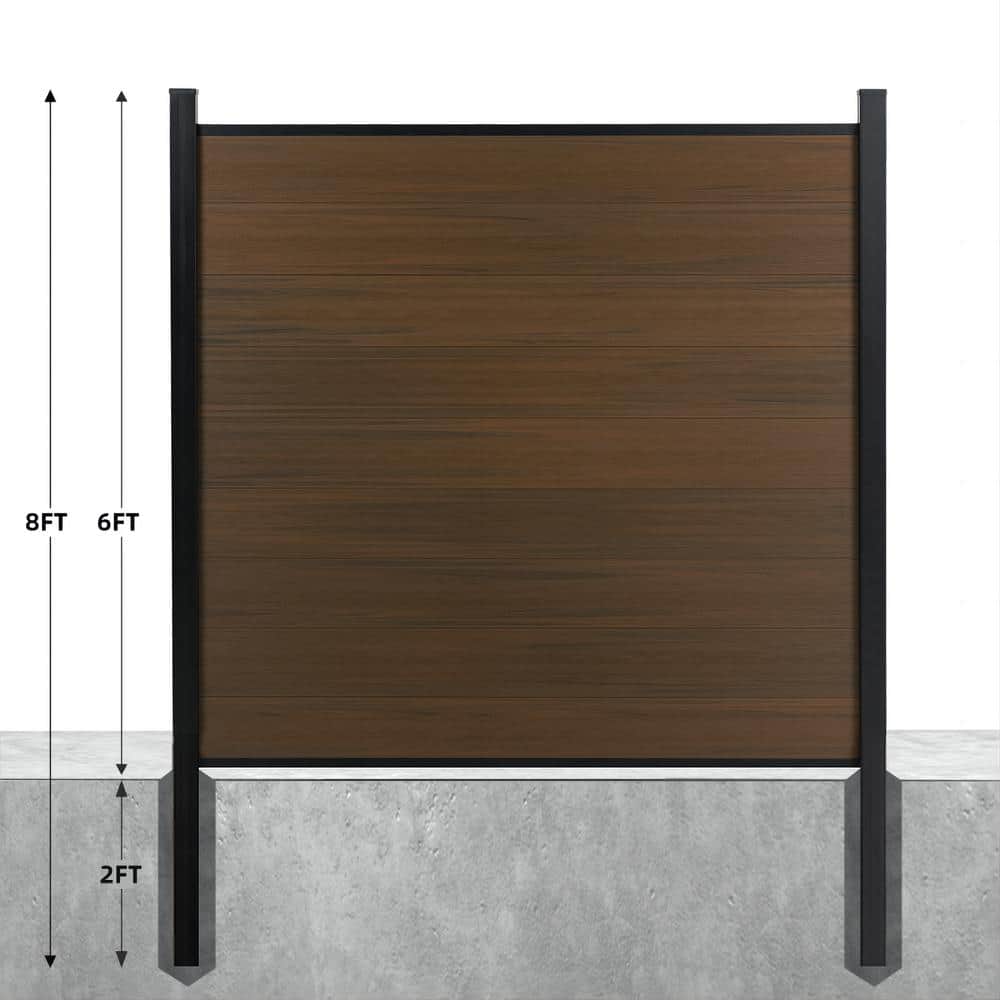 mondaria Complete Kit 8 ft. H x 6 ft. W Brown Composite Privacy Fence Panel and Post Kit
