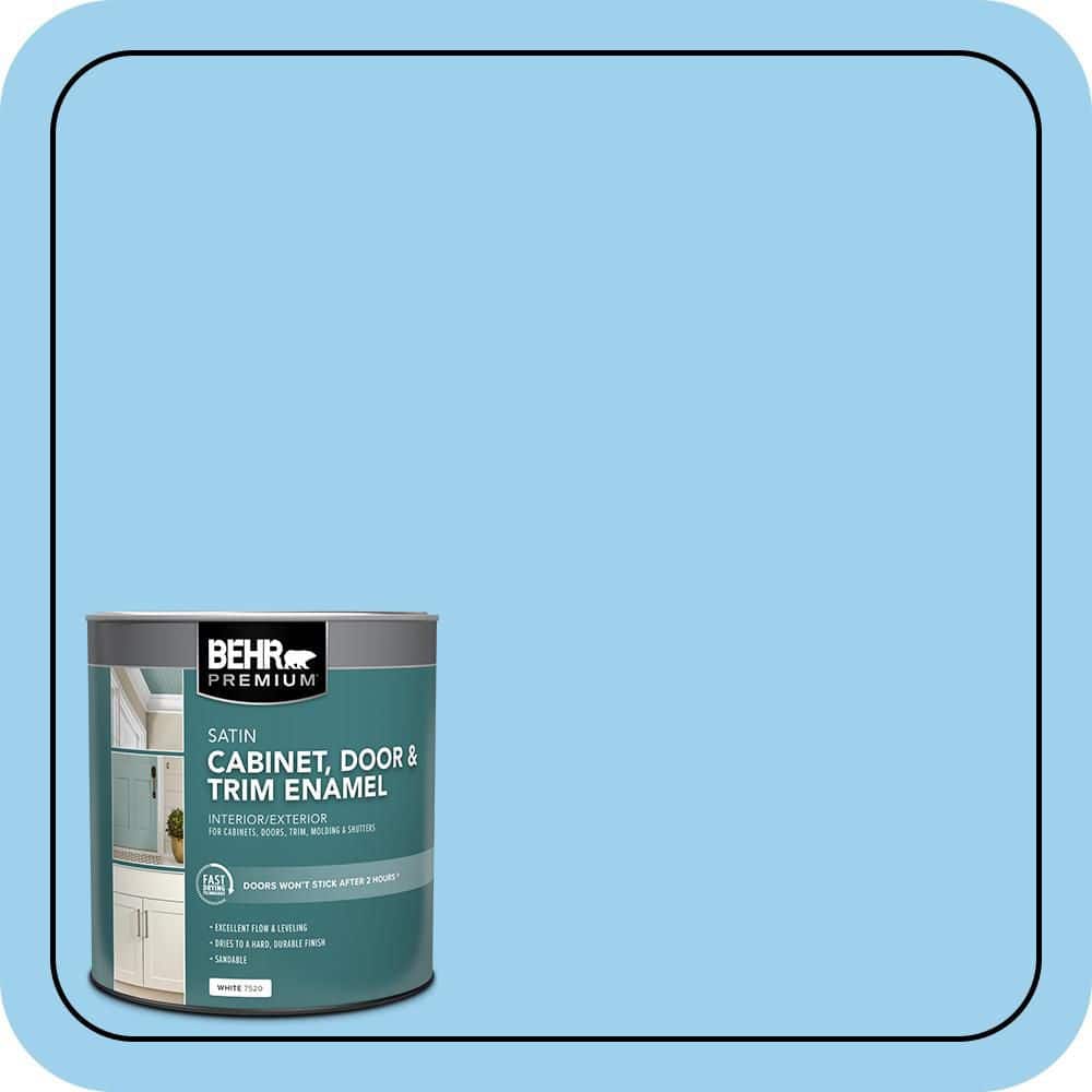 BEHR PREMIUM 1 qt. #P500-3 Spa Blue Satin Enamel Interior/Exterior Cabinet, Door & Trim Paint (1)