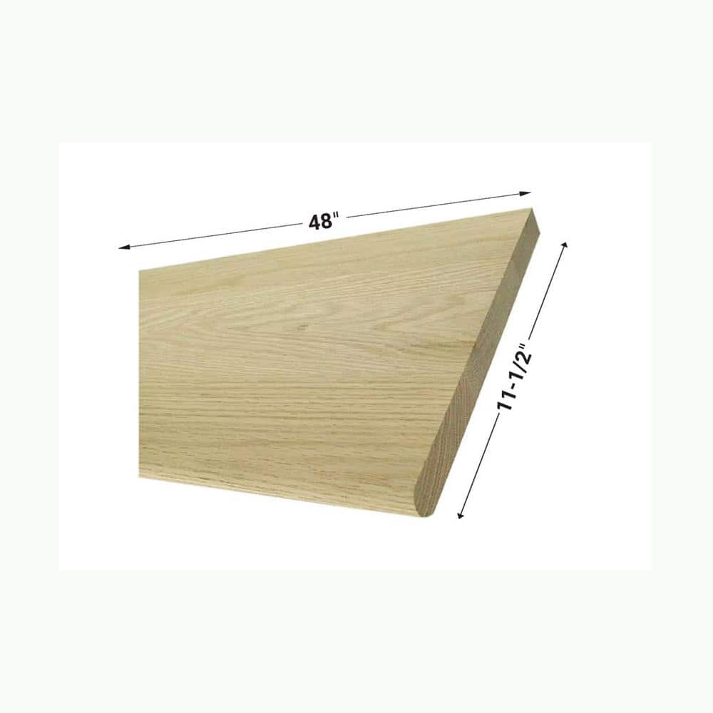 EVERMARK Stair Parts 48 in. x 11-1/2 in. Unfinished White Oak Plain Solid Edge-Glued Stair Tread (2)