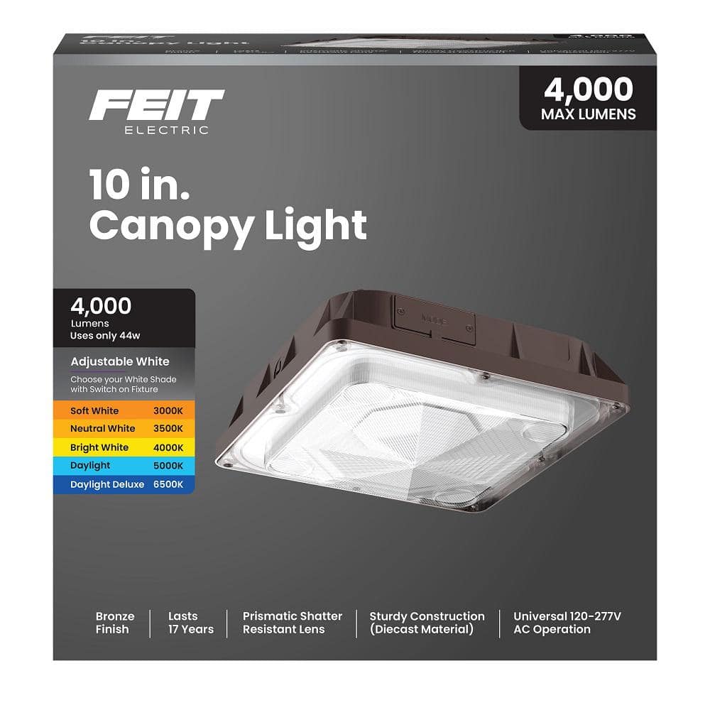 Feit Electric 4000 Lumen Integrated LED Selectable 5CCT Bronze Commercial Canopy Flood Light (4)