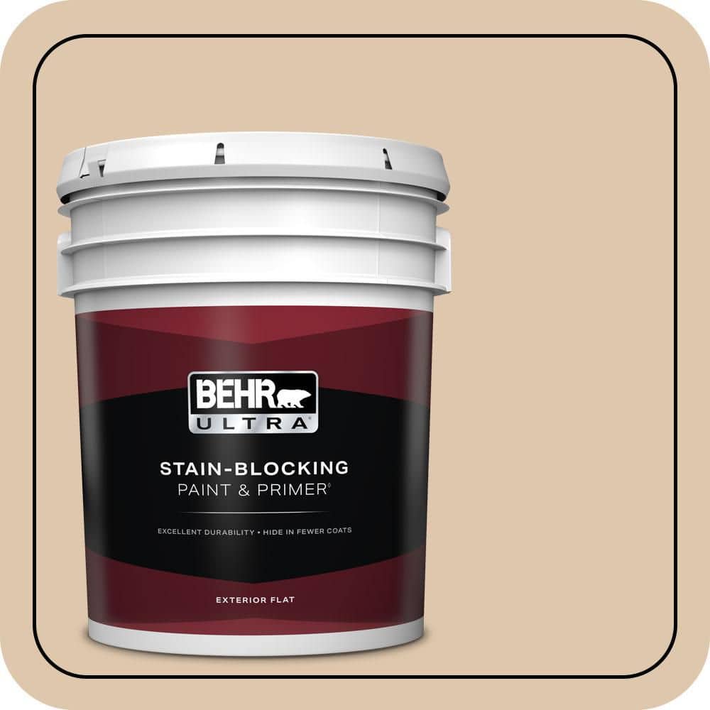 BEHR ULTRA 5 gal. #N260-2 Almond Latte Flat Exterior Paint & Primer