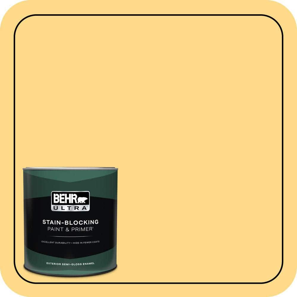 BEHR ULTRA 1 qt. #P280-4 Surfboard Yellow Semi-Gloss Enamel Exterior Paint & Primer