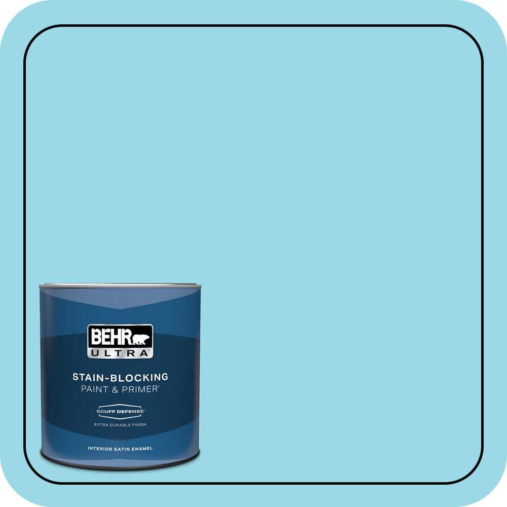 BEHR ULTRA 1 qt. #P480-3 Cool Water Lake Extra Durable Satin Enamel Interior Paint & Primer