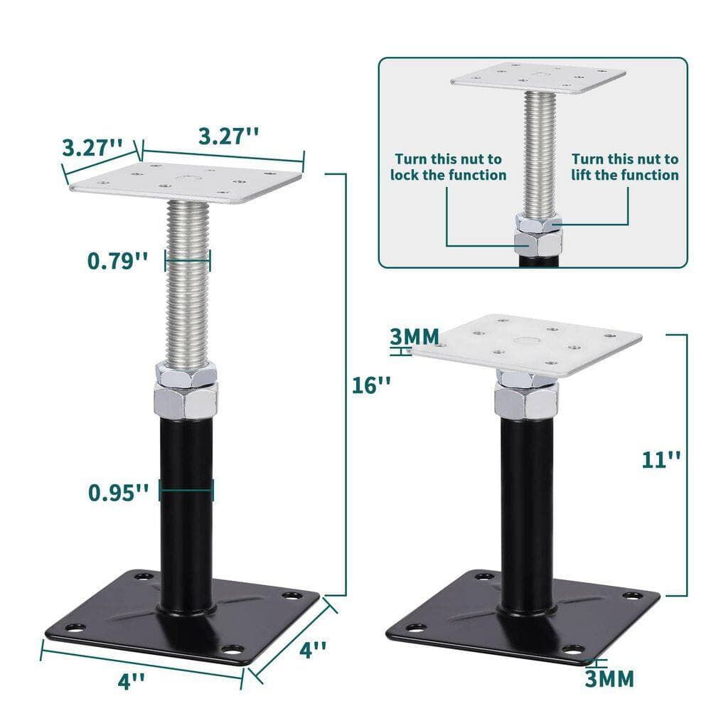 Laybus 11-16 in. Adjustable Floor Jack Post for Leveling and Temporary Support, Post Floor Joist Jacks, 5000 lbs. Capacity (2)