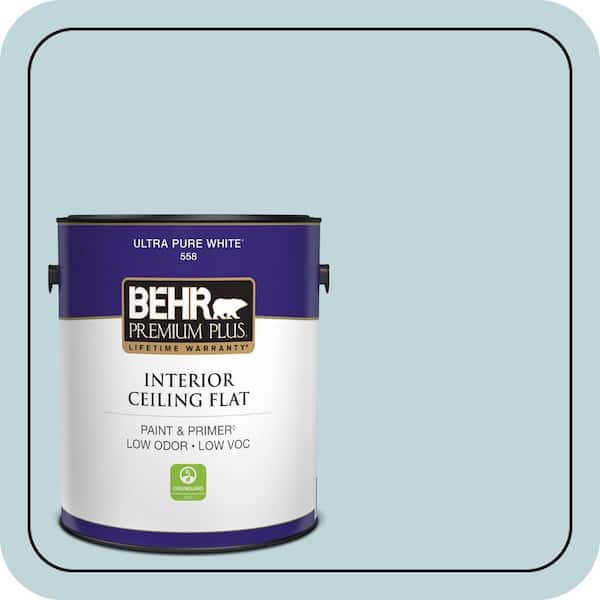 BEHR PREMIUM PLUS 1 gal. #S450-2 Wind Speed Ceiling Flat Interior Paint & Primer (2)