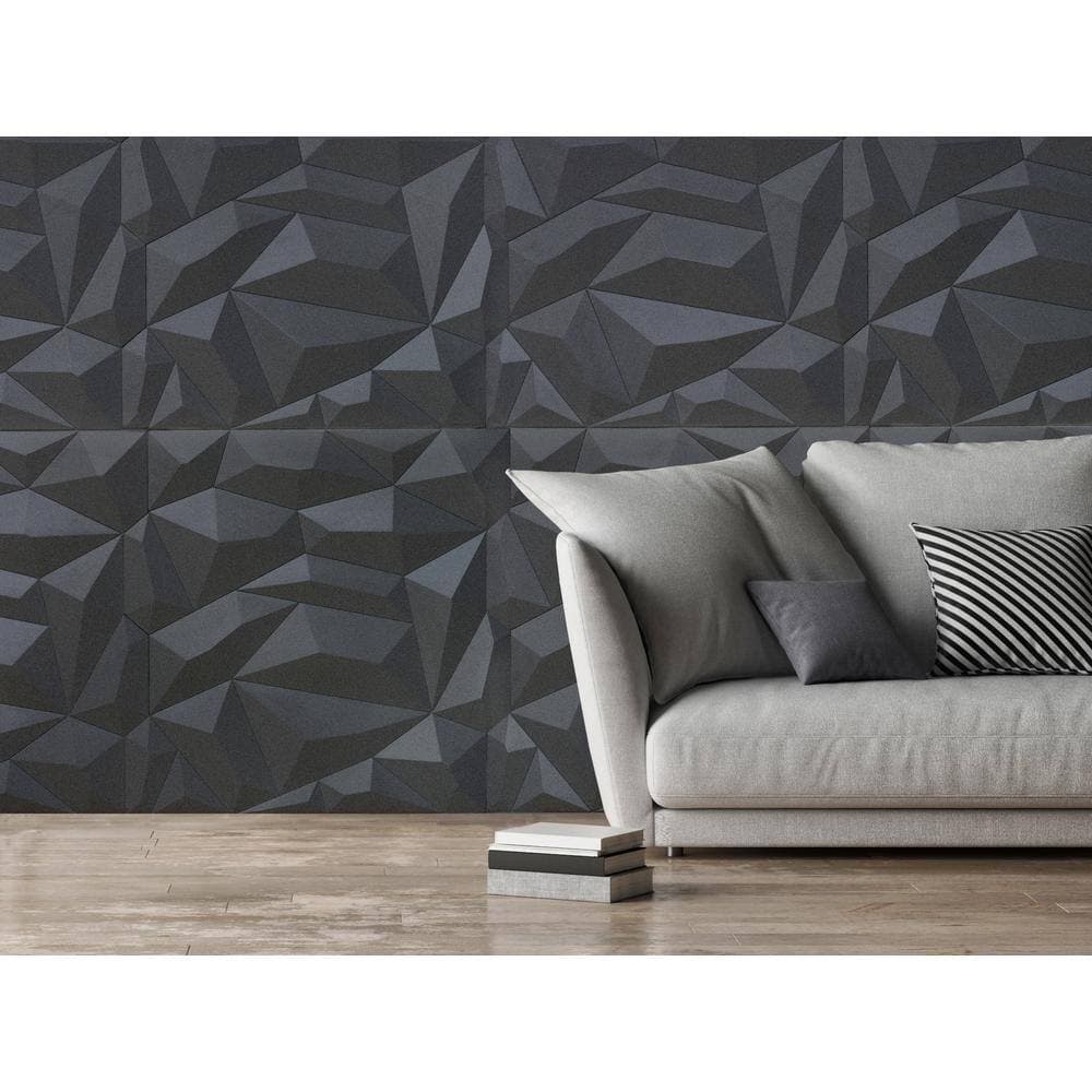 INNOVERA DECOR BY PALRAM 24'' x 24'' Glacier PVC Seamless 3D Wall Panels in Smoked Gray 30-Pieces (2)