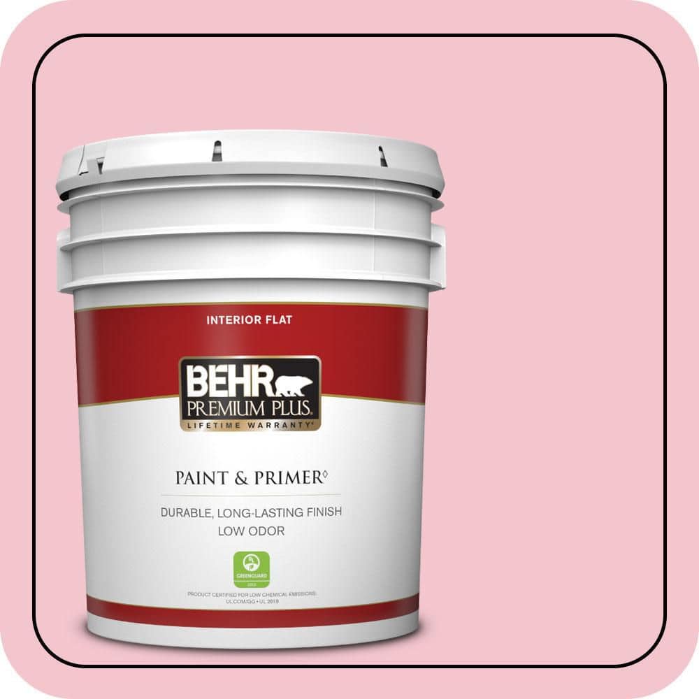 BEHR PREMIUM PLUS 5 gal. #P150-2 Energetic Pink Flat Low Odor Interior Paint & Primer