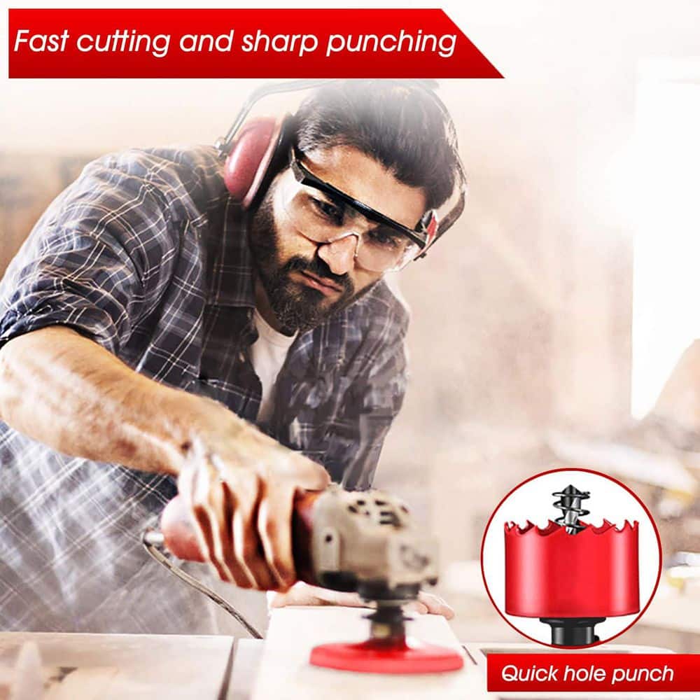 Unbranded 7 in. HSS Bi-Metal Hole Saw 32 mm Cutting Depth for Wood Plastic Drywall Plasterboard Soft Metal Sheet Red (2)