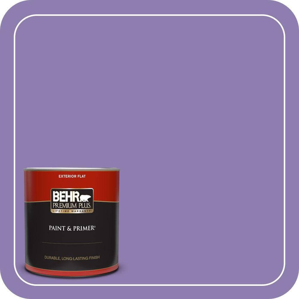 BEHR PREMIUM PLUS 1 qt. #PPU16-04 Purple Agate Flat Exterior Paint & Primer (1)