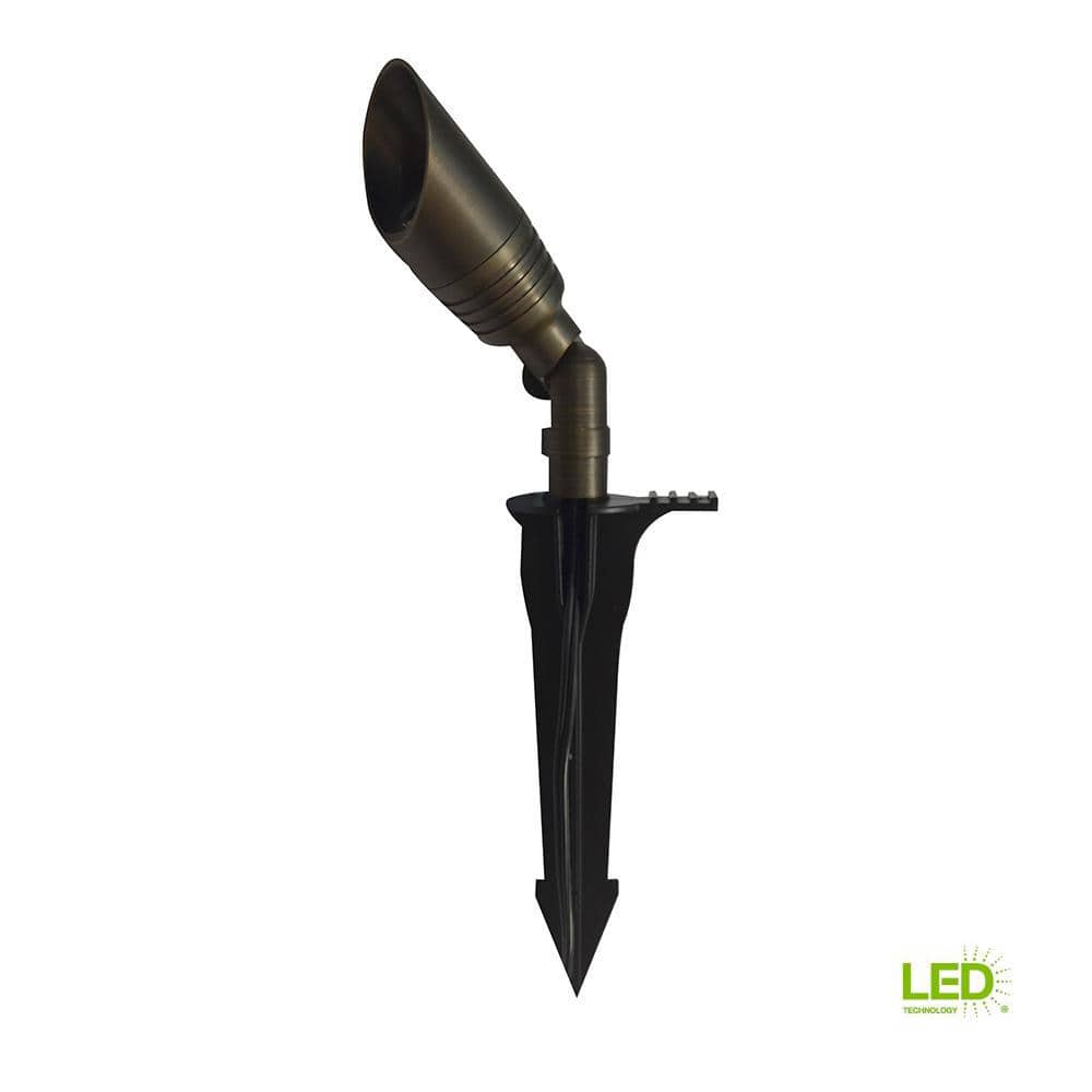 Home Decorators Collection 300-Lumen Brass Low Voltage Hardwired Integrated LED 2700K Warm White Outdoor Landscape Spotlight (4)