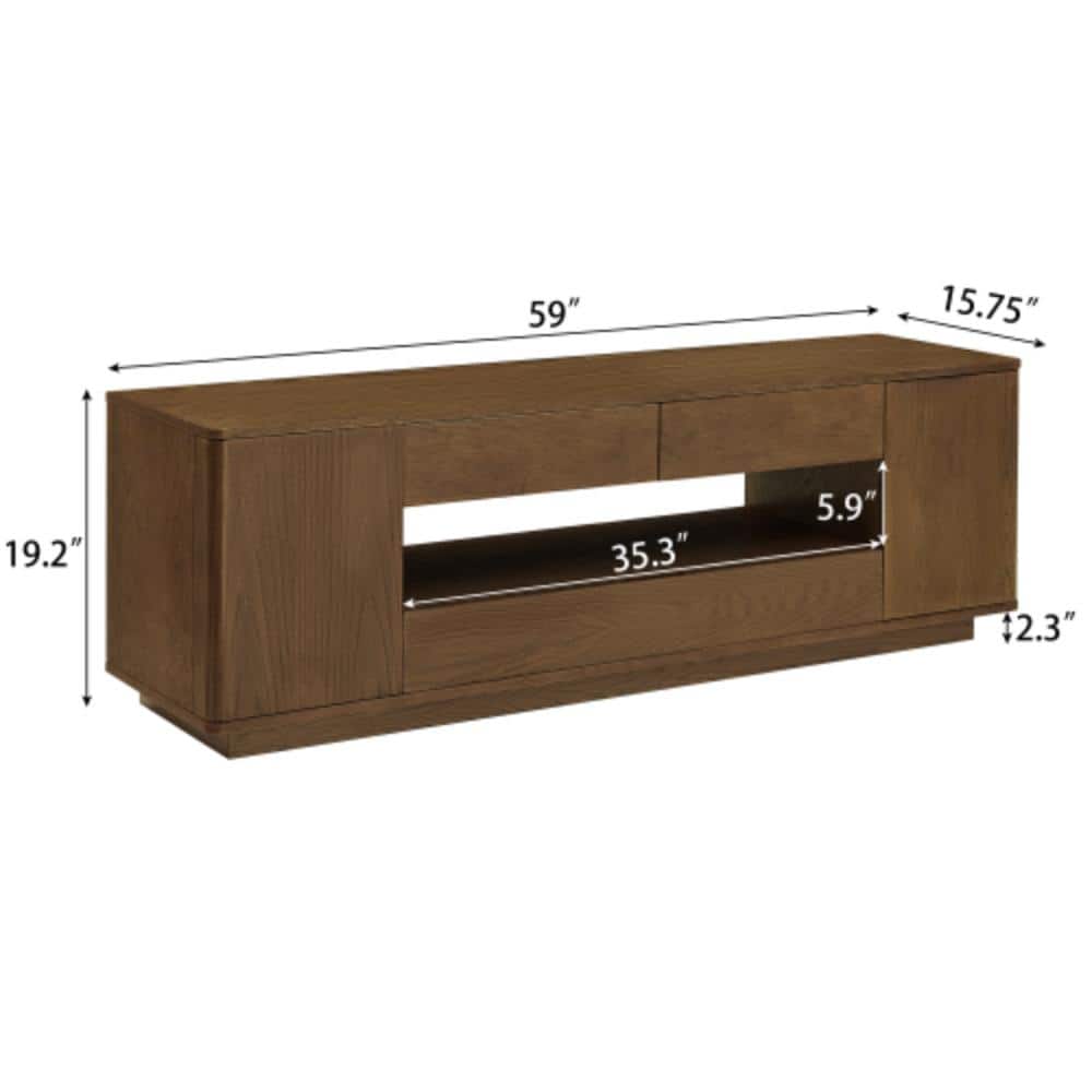 Unbranded 59 in. W x 15.75 in. D x 19.2 in. H Bathroom Brown Linen Cabinet (2)