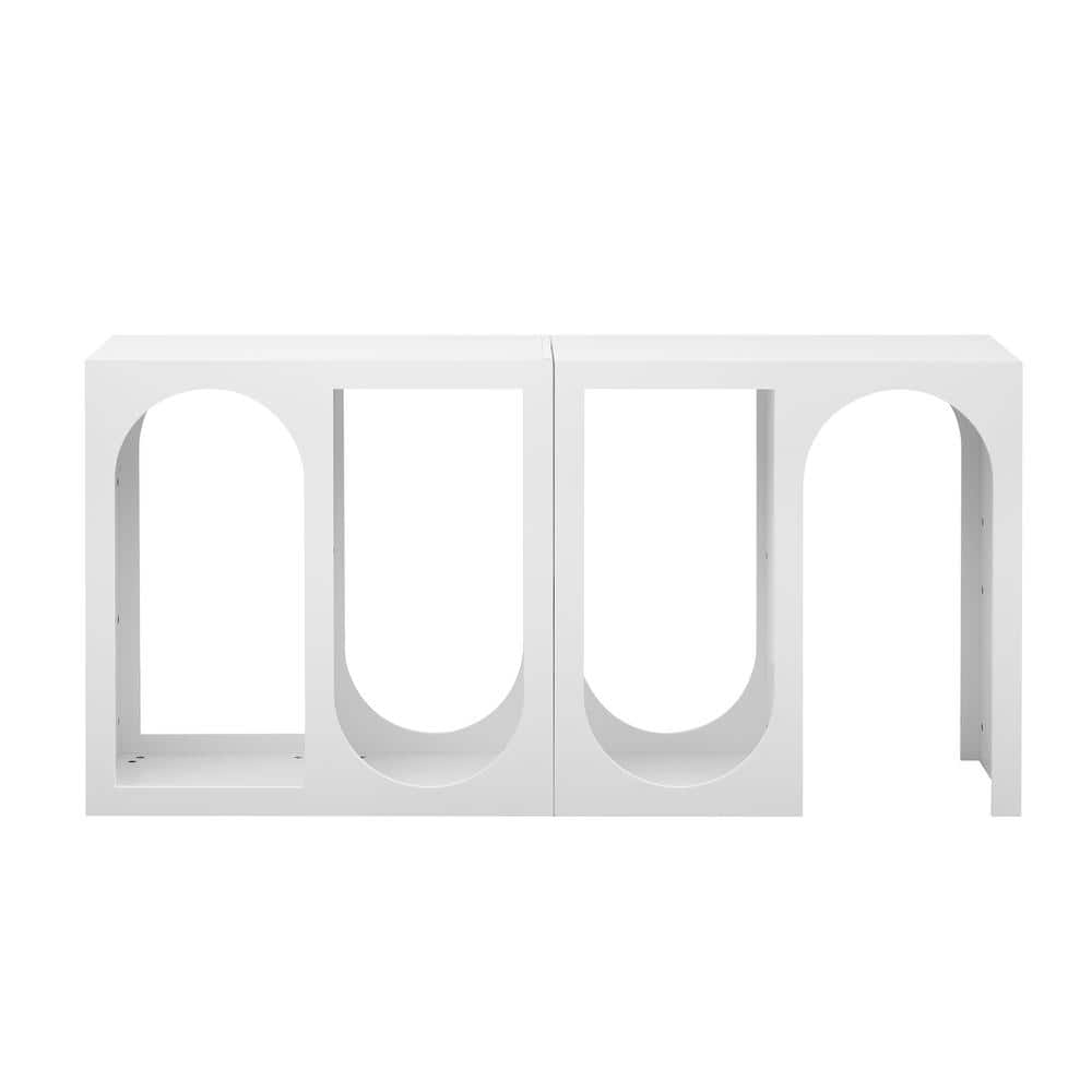 JUJABU 62.8 in. W x 15.7 in. D x 31.4 in. H White Linen Cabinet with Rectangular Exterior for Living Room (1)