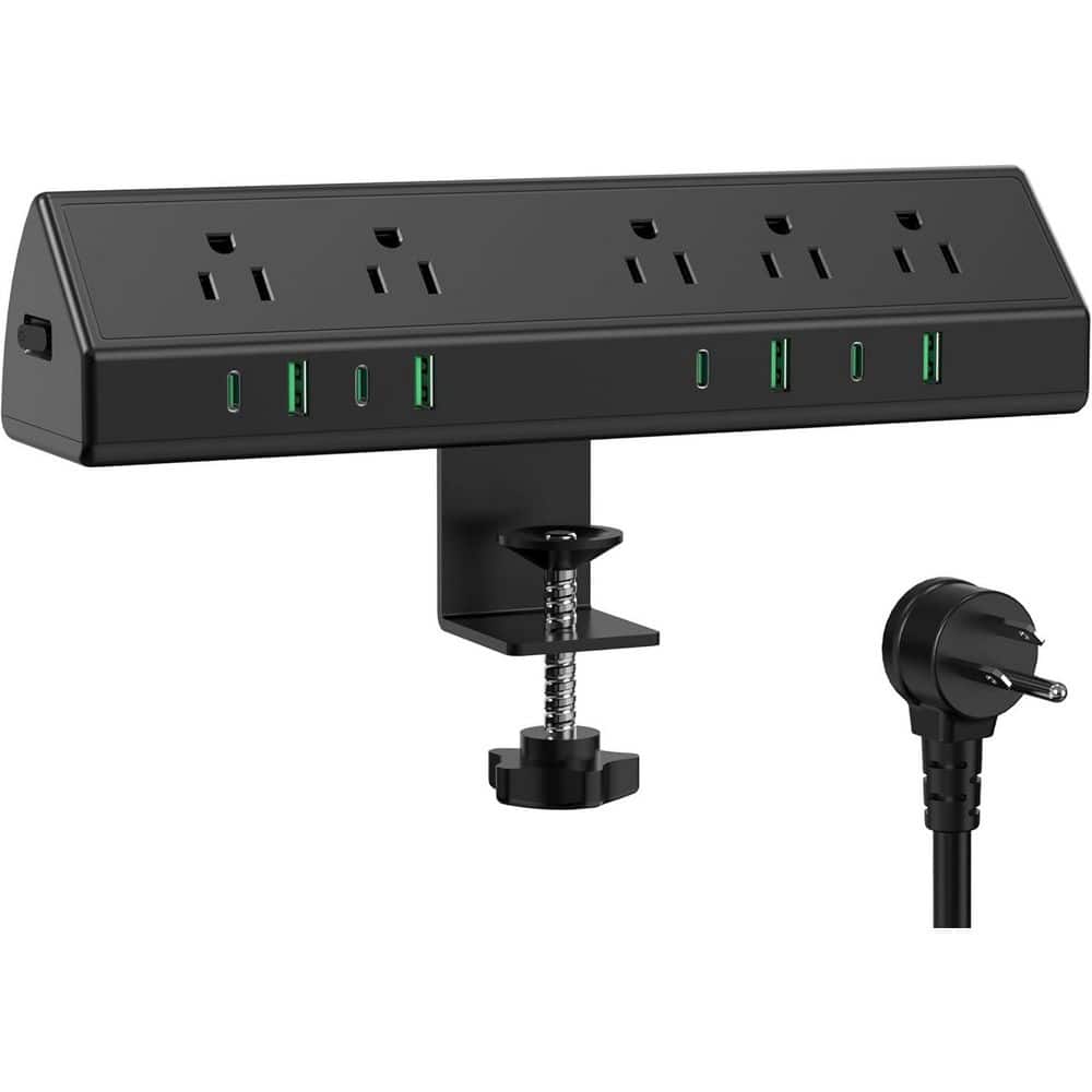 BeamBox 45W Black Desk Clamp Surge Protector Power Strip with 8 Outlet, 4 USB-C and4 USB-A, 1875W for Home Office Desk (1)