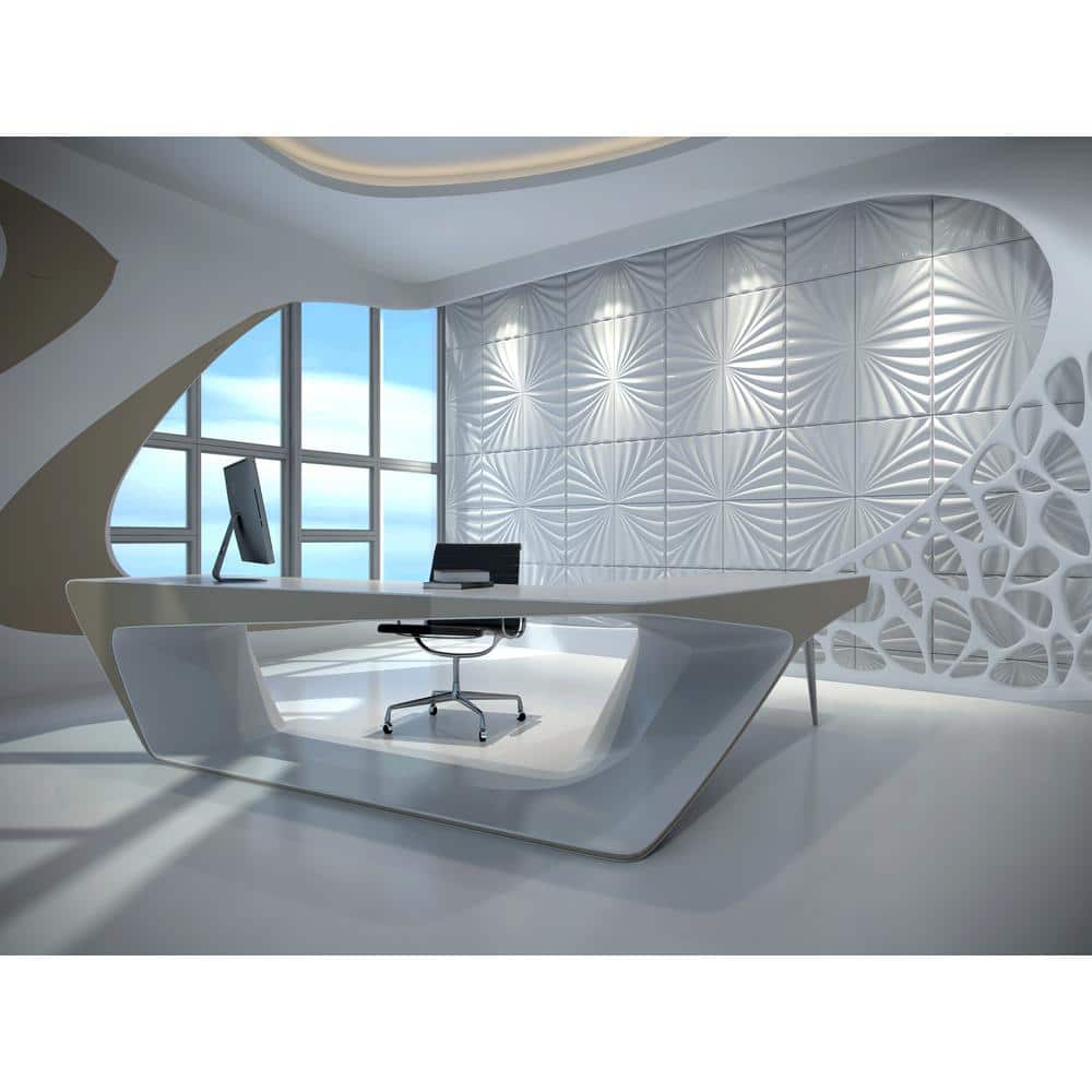 Dundee Deco Falkirk Fifer 20 in. 20 in. Paintable Off White Abstract Eruption Fiber Decorative Wall Paneling (4)