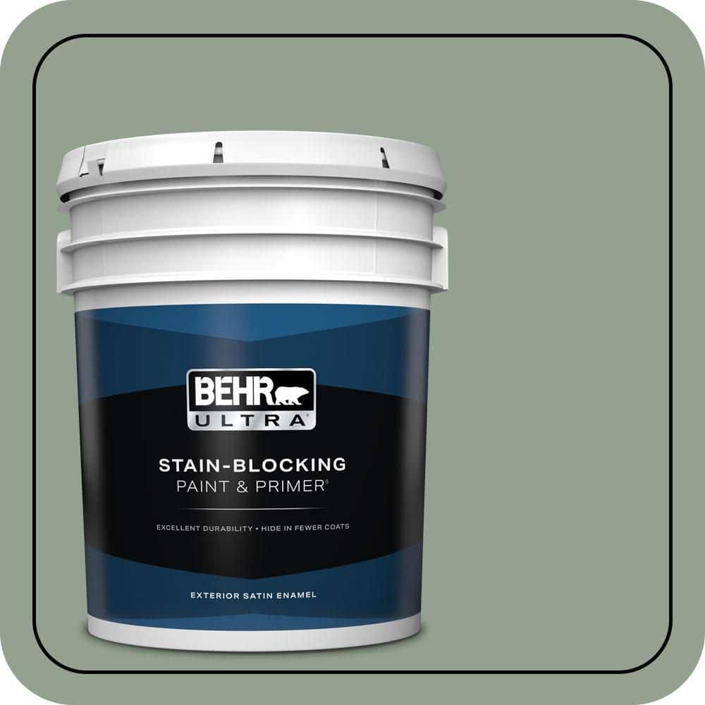 BEHR ULTRA 5 gal. #N400-4 Forest Path Satin Enamel Exterior Paint & Primer