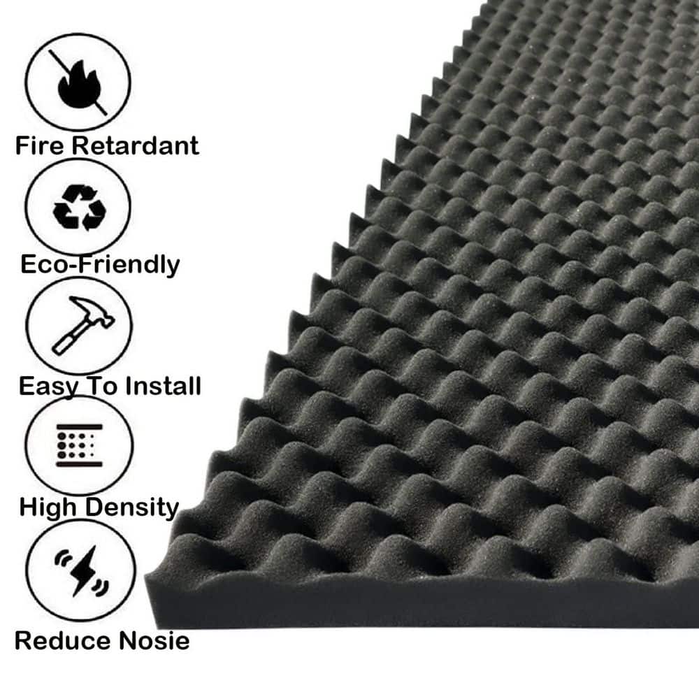 Laybus 2-Piece Acoustic Panels,48 in. x 24 in. x 2 in. Egg Crate Foam Soundproof Foam Wall Panels (2)
