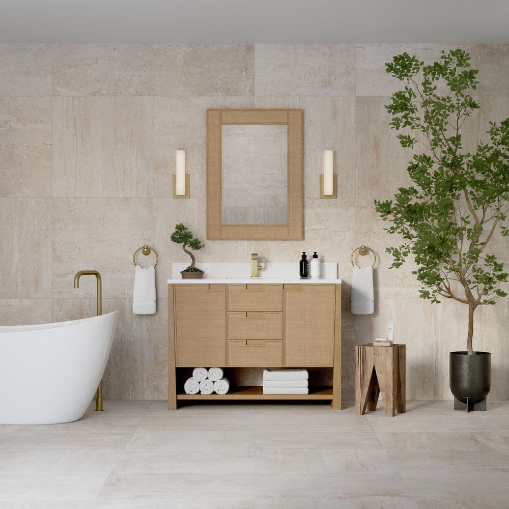 James Martin Vanities Solene 47.75 in. W x 23.38 in. D x 34.75 in. H Single Bath Vanity Cabinet Without Top in Seaside Oak (1)