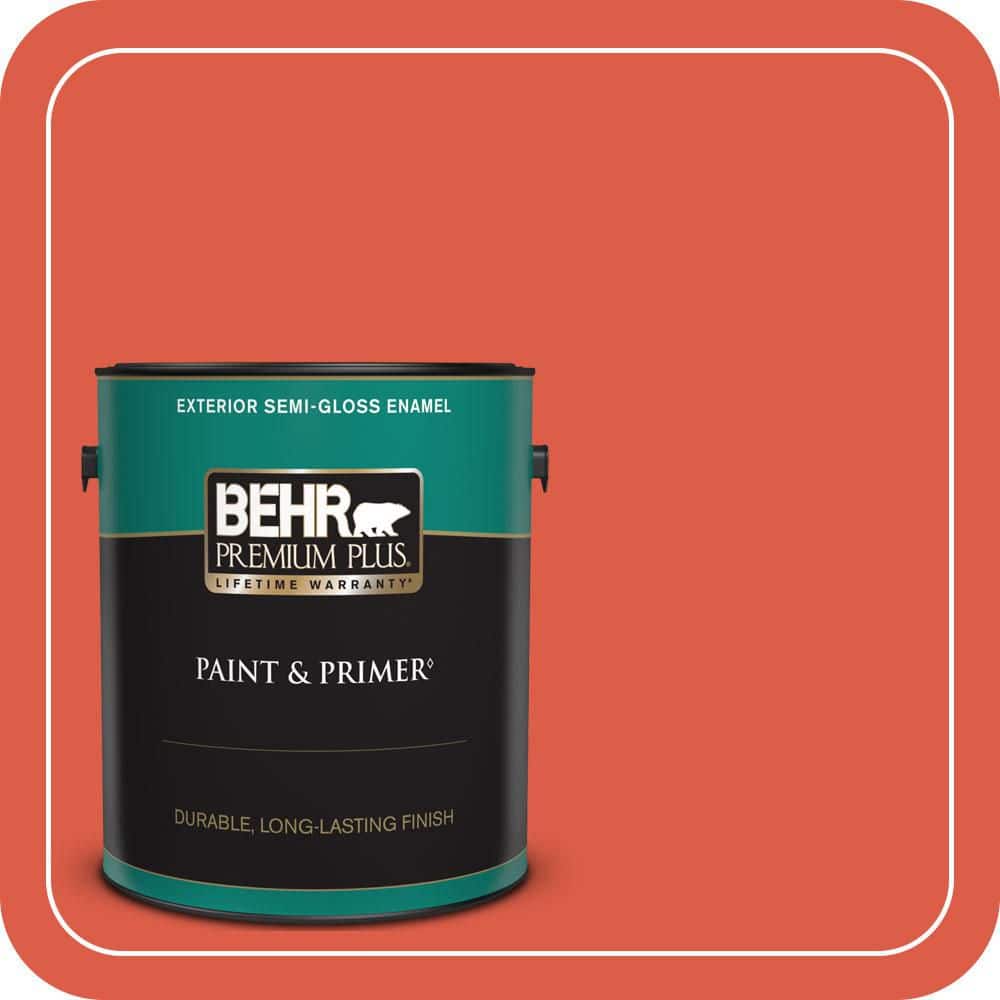 BEHR PREMIUM PLUS 1 gal. #P180-6 Pimento Semi-Gloss Enamel Exterior Paint & Primer