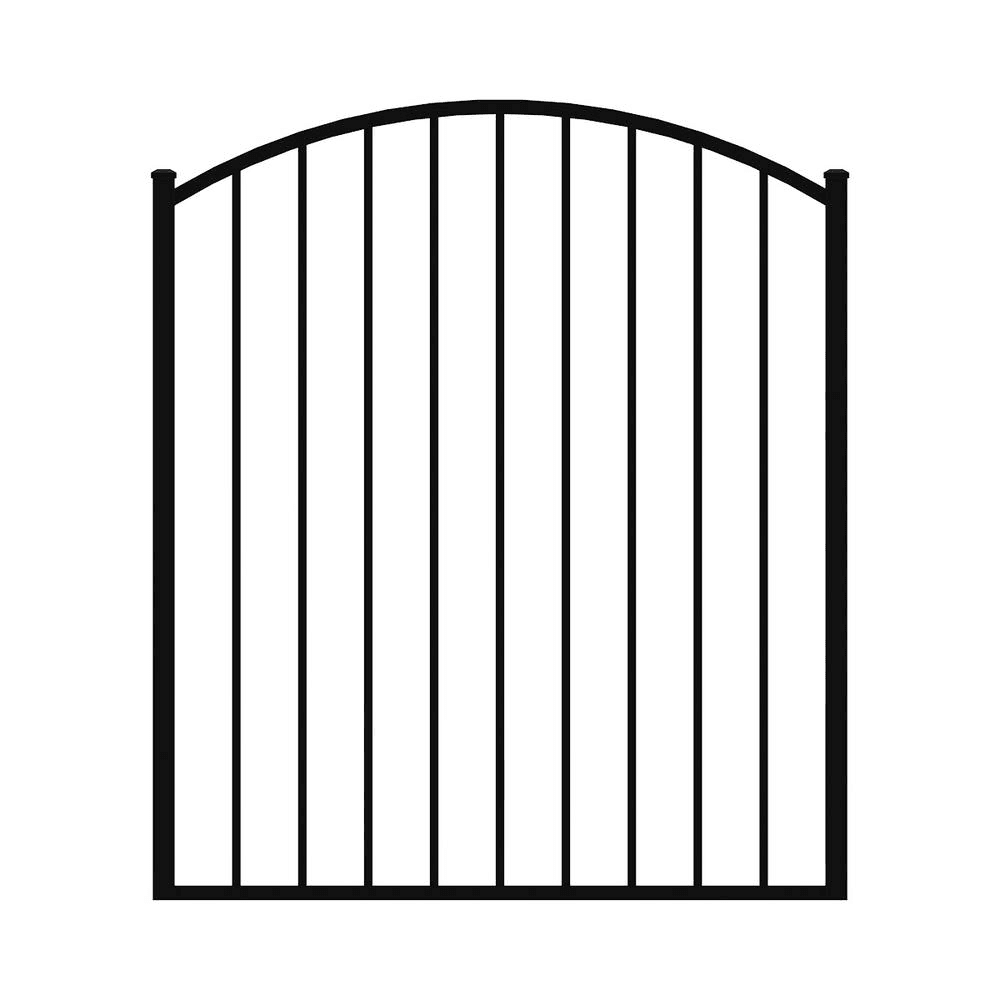 FORGERIGHT Newtown 4 ft. H x 4 ft. W Black Aluminum Arched Pre-Assembled Fence Gate (1)