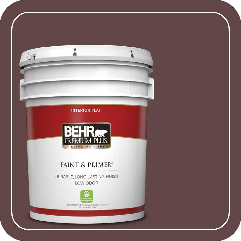 BEHR PREMIUM PLUS 5 gal. #S-G-700 Wild Raisin Flat Low Odor Interior Paint & Primer