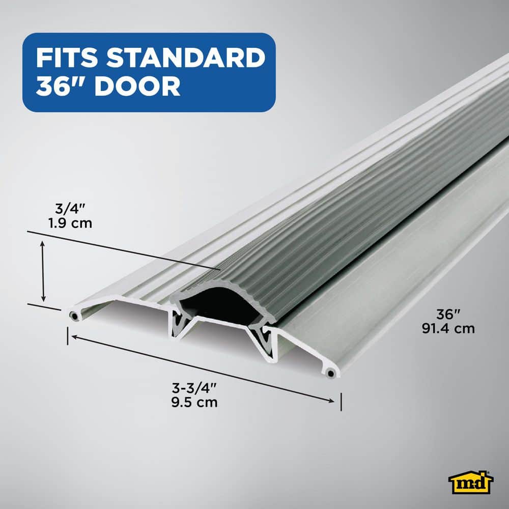 M-D Building Products 3-3/4 in. x 3/4 in. x 36 in. Silver Aluminum and Vinyl Heavy-Duty Low-Profile Threshold (3)