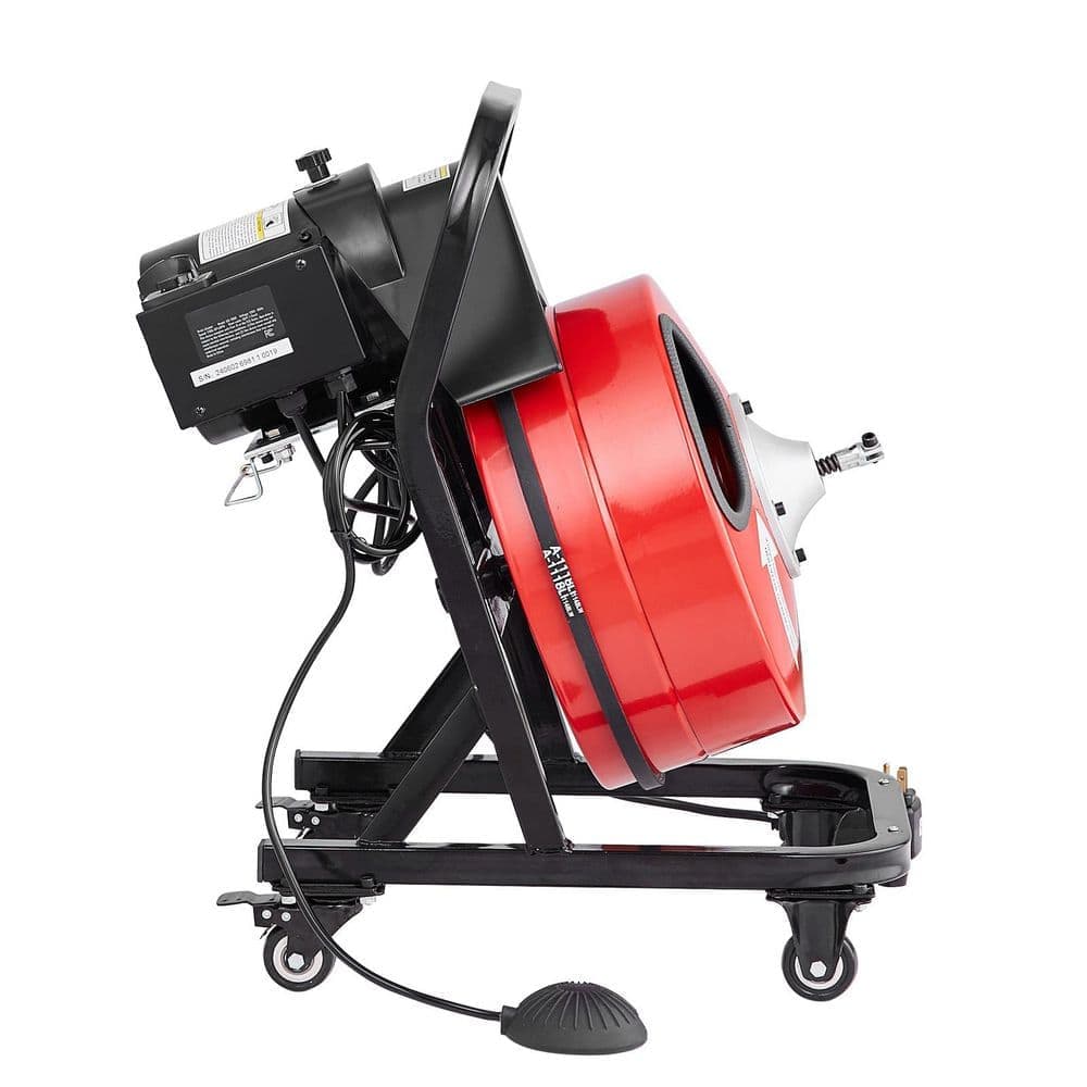 VEVOR Electric Drain Auger 50 ft. x 1/2 in. Drain Cleaner Machine Auto Feed with 4-Cutters for 2 in. to 4 in. Pipes (2)