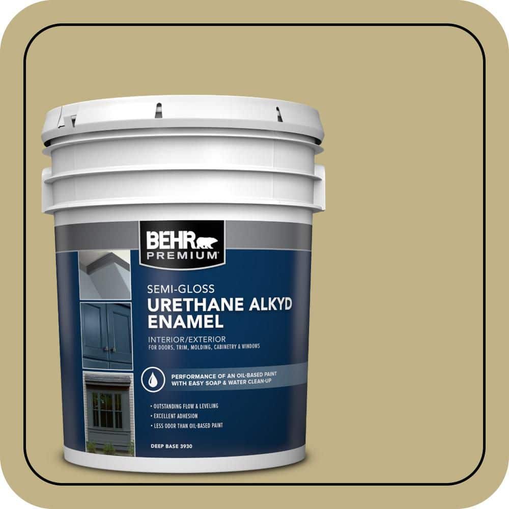 BEHR PREMIUM 5 gal. #380F-5 Harmonic Tan Urethane Alkyd Semi-Gloss Enamel Interior/Exterior Paint