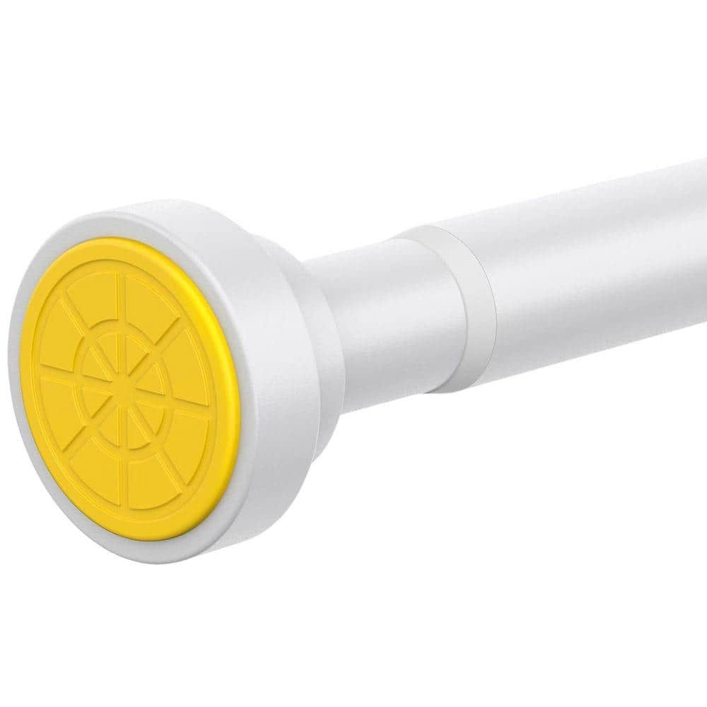 JFVKAF Adjustable Tension Shower Curtain Rod 16.90 in. L x 2.70 in. W Stainless Steel No Drilling White Bathroom Room Divider