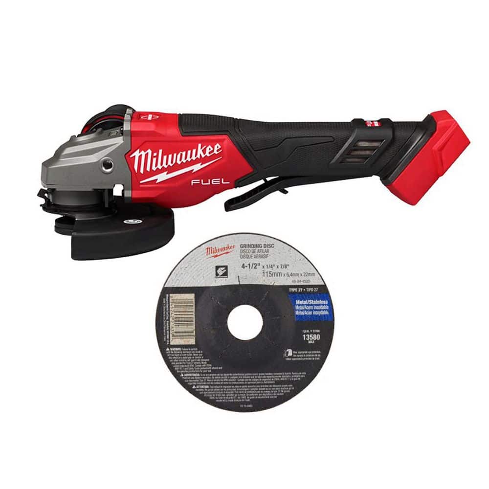 Milwaukee M18 FUEL 18-Volt Lithium-Ion Brushless Cordless 4-1/2 in. /6 in. Braking Grinder with Paddle Switch with Wheel (1)