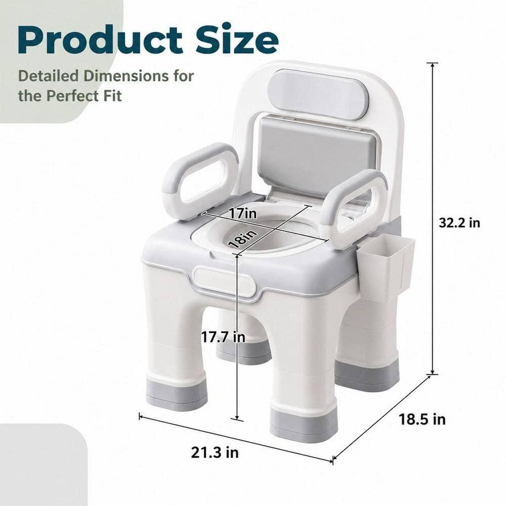 Wudkey Bedside Commode, Safety Commode Toilet for Elderly Disabled, Potty Chair for Adult with Enlarged Arms, Height Adjustable (2)
