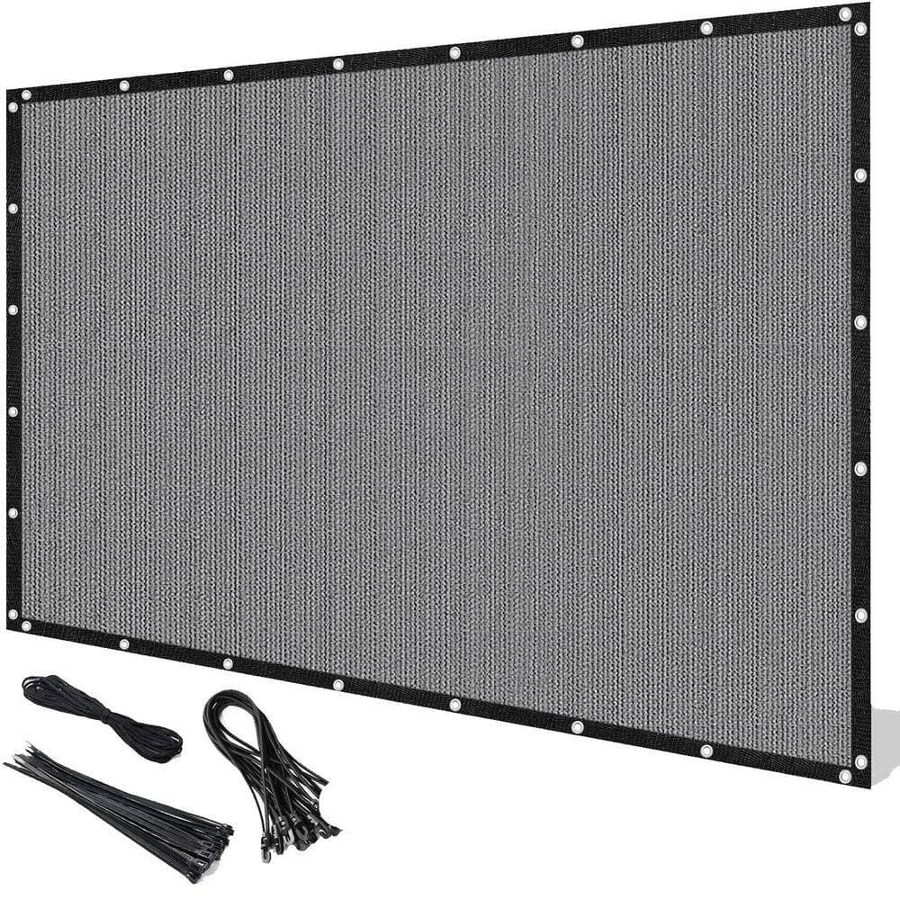Cubilan 6 ft. x 15 ft. Polymer Garden Dark Gray Custom Outdoor Mesh Screen for Backyard, Balcony, Patio with Zipper (1)