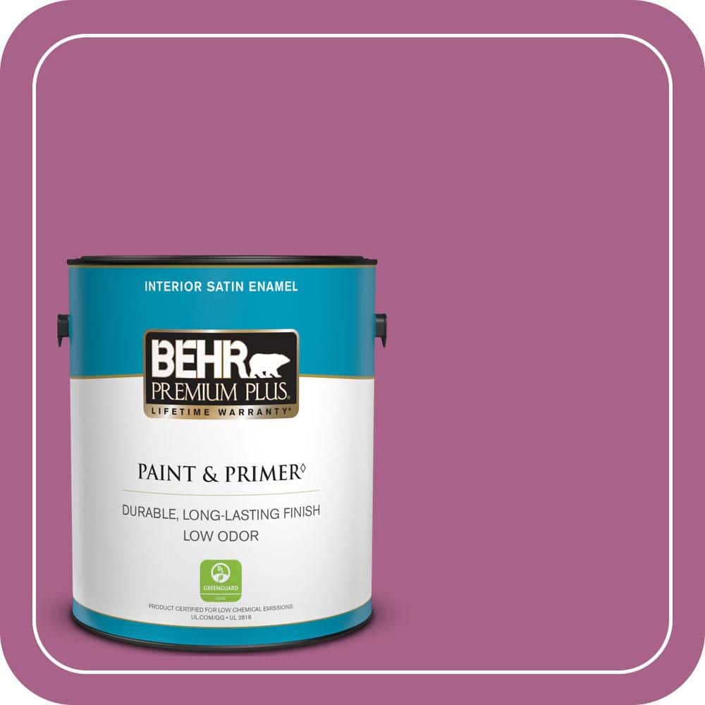 BEHR PREMIUM PLUS 1 gal. #690B-6 Wild Mulberry Satin Enamel Low Odor Interior Paint & Primer