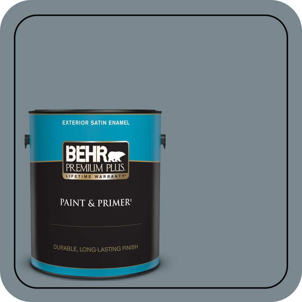 BEHR PREMIUM PLUS 1 gal. #N470-5 Norwegian Blue Satin Enamel Exterior Paint & Primer