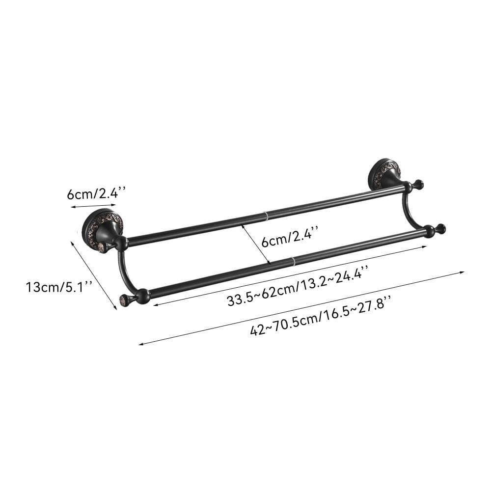 Unbranded Adjustable Oil Rubble Bronze Brass Towel Bar 15.5 to 27.5 in Wall Mounted Rack for Bathroom Towel Holder (2)