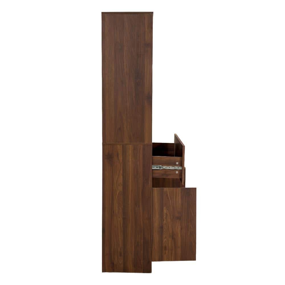 COWLOWN 27.56 in. W x 13.78 in. D x 70.87 in. H Brown Linen Cabinet (3)