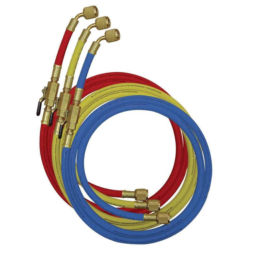 Unbranded HVAC High Pressure Hoses with Manual Shutt-off Valve Fittings 1/4 SAE