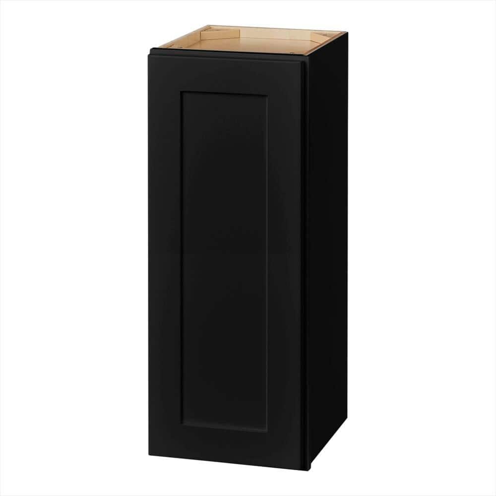 Hampton Bay Avondale 12 in. W x 12 in. D x 30 in. H Ready to Assemble Plywood Shaker Wall Kitchen Cabinet in Raven Black